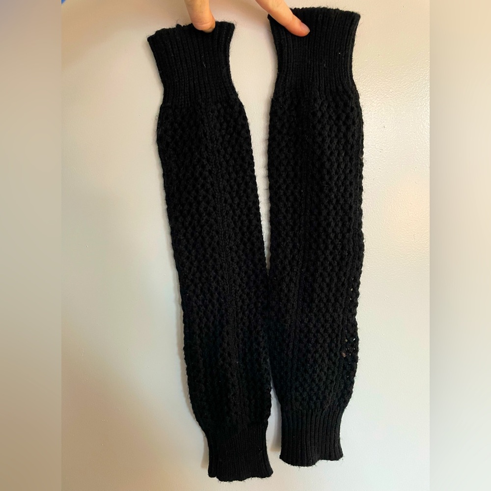 Black knit leg warmers